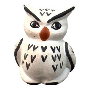 Vintage Acoma Miniature Mini 1.5" Hand-Painted Pottery Owl Figurine Trinket Gift